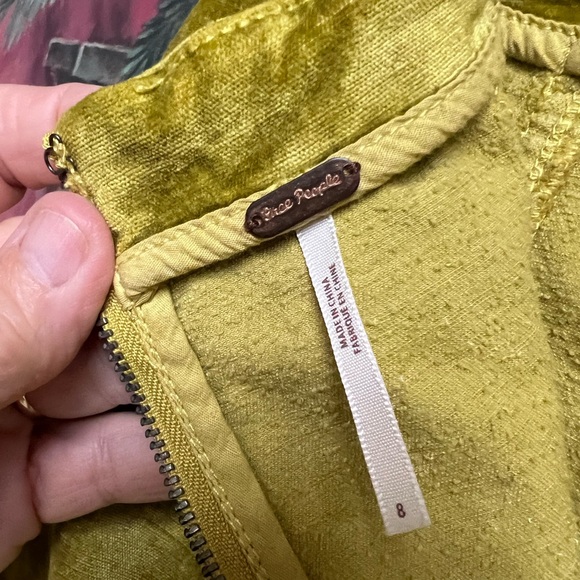 From Free People…a Femme Chartreuse Velvet Miniskirt - Picture 4 of 9